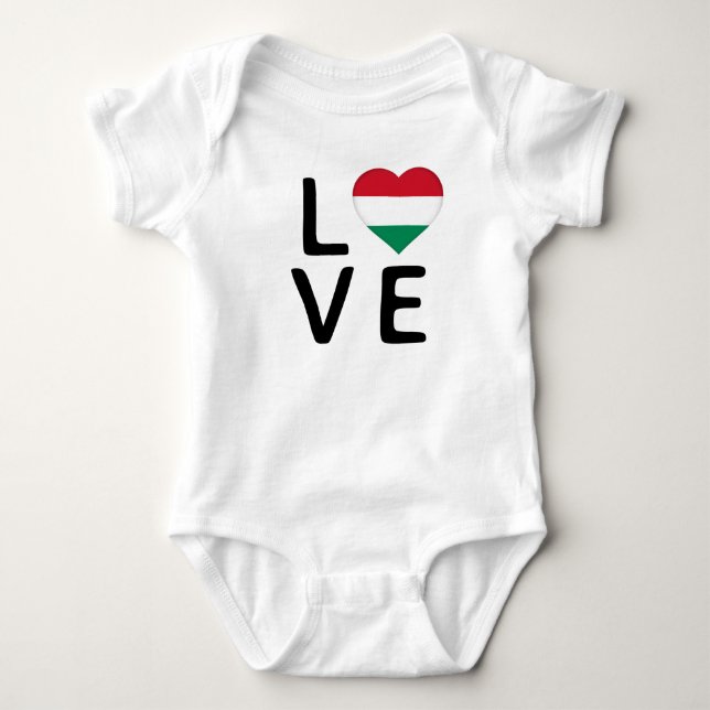 Body Para Bebê Amor - Bandeira da Hungria (Frente)