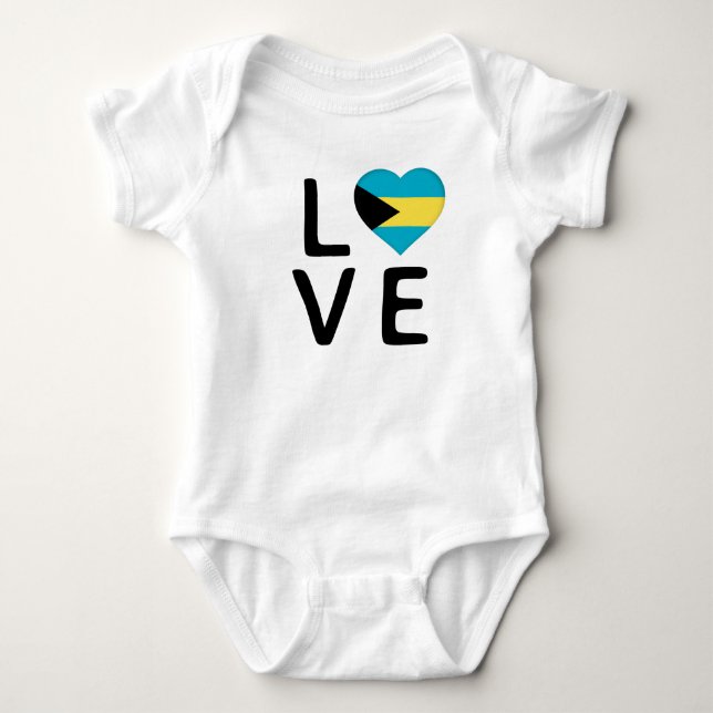 Body Para Bebê Amor - Bandeira das Bahamas (Frente)