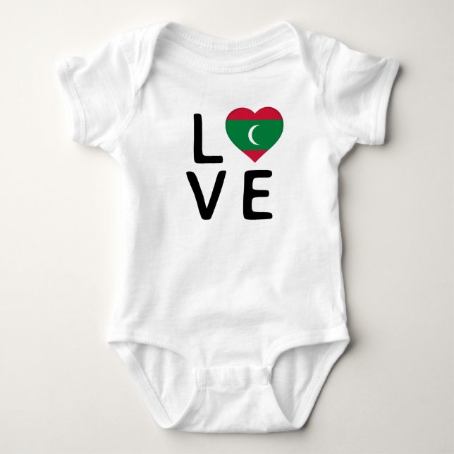Body Para Bebê Amor - Bandeira das Maldivas (Frente)
