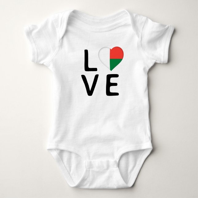 Body Para Bebê Amor - bandeira de Madagáscar (Frente)