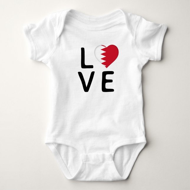 Body Para Bebê Amor - Bandeira do Bahrein (Frente)