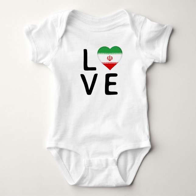 Body Para Bebê Amor - Bandeira do Irã (Frente)