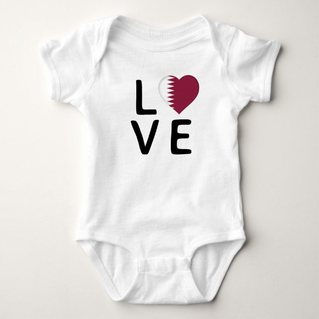 Body Para Bebê Amor - Bandeira do Qatar (Frente)
