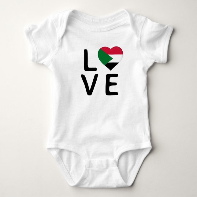 Body Para Bebê Amor - Bandeira do Sudão (Frente)
