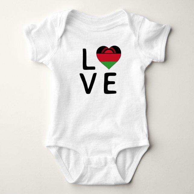 Body Para Bebê Amor - Bandeira Malawi (Frente)