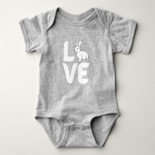 Body Para Bebê Amor com Coelho por 0- Design branco