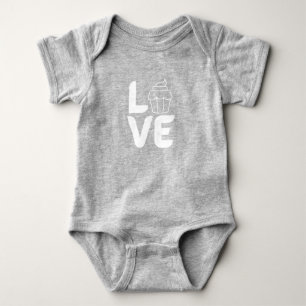Body Para Bebê Amor com Cupcake - Branco