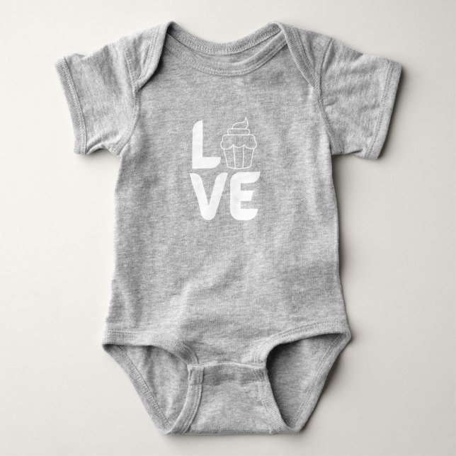 Body Para Bebê Amor com Cupcake - Branco (Frente)
