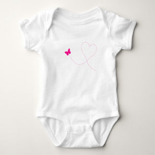 Body Para Bebê Amor Coração - Borboleta Rosa