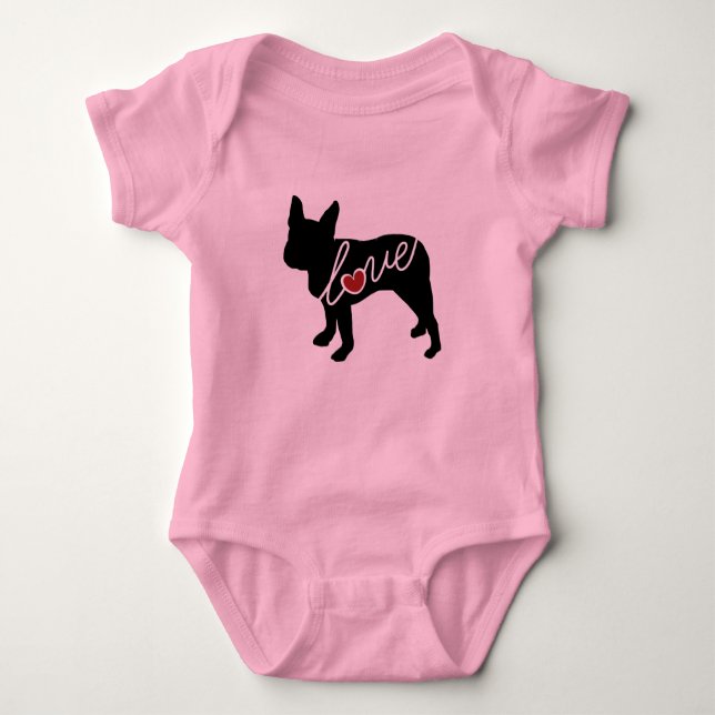 Body Para Bebê Amor de Boston Terrier (Frente)