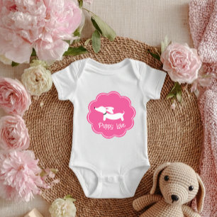 Body Para Bebê Amor de cachorrinho Dachshund rosa