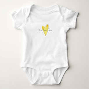 Body Para Bebê AMOR DOCE DA MINHA Amarelo Aquarela Arte Cardíaca