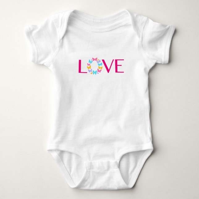 Body Para Bebê Amor e Borboletas Bebê Roupa (Frente)