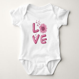 Body Para Bebê Amor Girassol Rosa