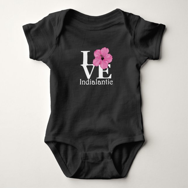 Body Para Bebê AMOR Hibisco Rosa Indialânico (Frente)