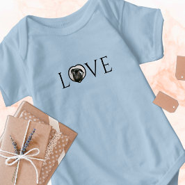 Body Para Bebê Amor, O é coração personalizado foto Branco Script