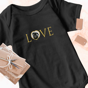 Body Para Bebê Amor, O é uma foto de coração personalizada Faux g