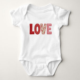 Body Para Bebê Amor Remendado Desenho de Costura de Têxtil PNG