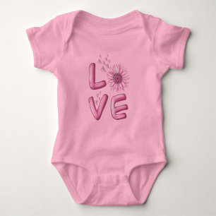 Body Para Bebê Amor, Rosa, Girassol, Bebê