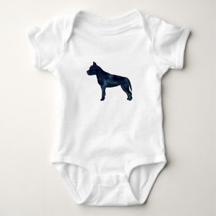 Body Para Bebê Amstaff Dog Silhouette Black Watercolor