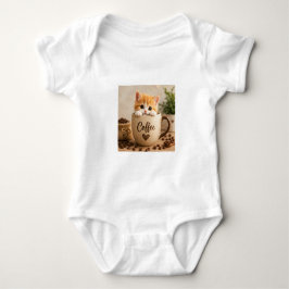 Body Para Bebê Amuleto de Gatinho na Xícara de Café
