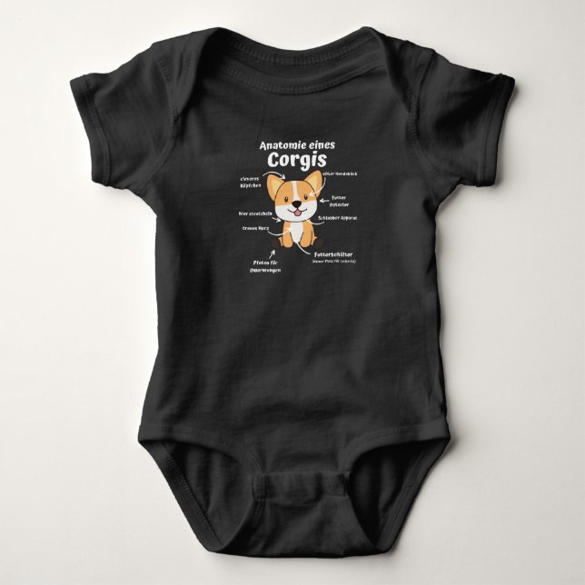 Body Para Bebê Anatomia De Corgi Cute Cães Engraçados (Frente)