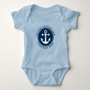 Body Para Bebê Âncora Náutica Corda Azul Marinheiro Barco Nome Me