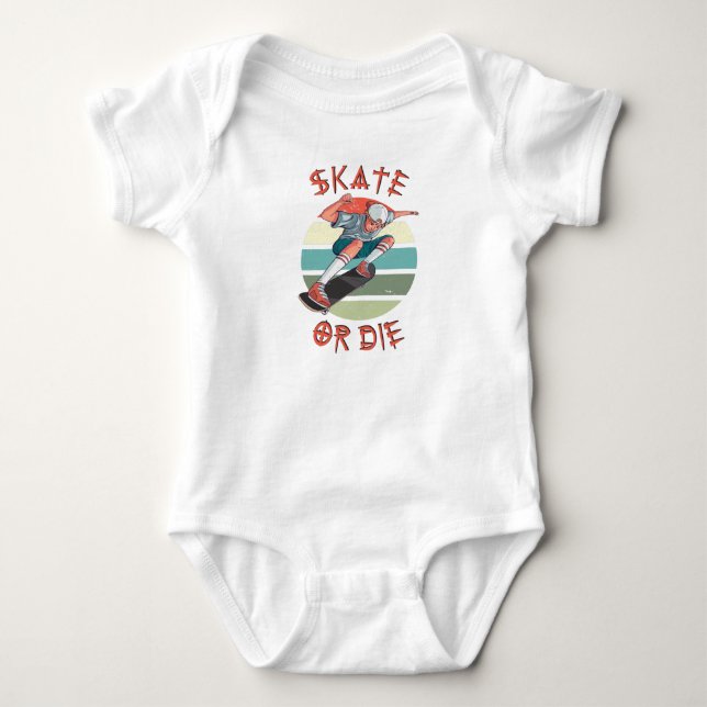Body Para Bebê Andar de skate ou morrer Skateboarder Boy (Frente)
