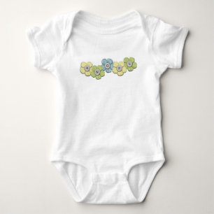 Body Para Bebê “Angel” Tipografia Floral Azul Amarelo