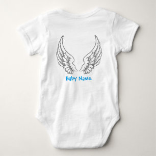 Body Para Bebê Angel Wings Baby Name Blue Bodface Grey