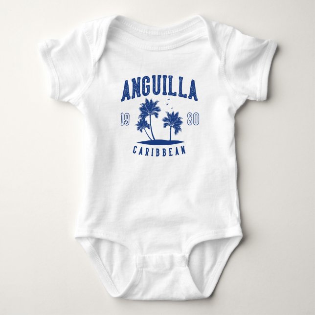 Body Para Bebê Anguilla Palmeira Caribenha 1980 (Frente)
