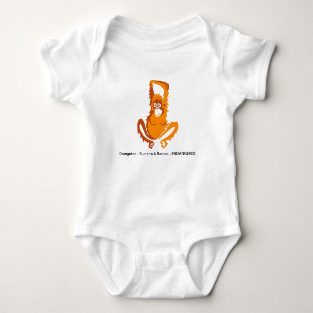 Body Para Bebê Animais ameaçados - Camisa-T-ORANGUTAN-Gafanhota (Frente)