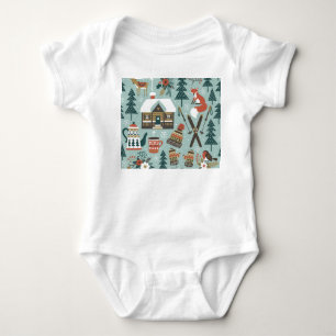 Body Para Bebê Animais Florestais: Inverno Vintage Sem Costura.