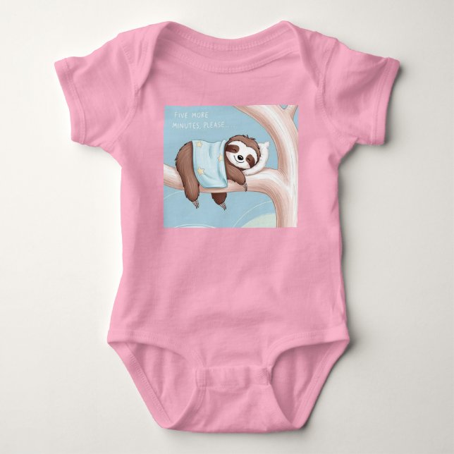 Body Para Bebê Animales kawaii / Oso perezoso dormido con cobija (Frente)