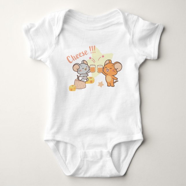 Body Para Bebê Anime Tuffy e Jerry Cheers para Queijo (Frente)