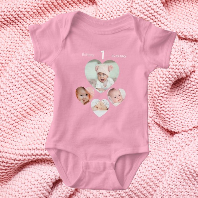 Body Para Bebê Aniversário com a idade da foto colagem bebê bebez (Criador carregado)
