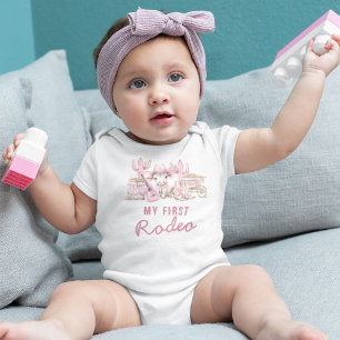Body Para Bebê Aniversário da Primeira Rapariga Rodeo