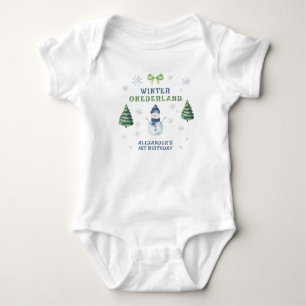 Body Para Bebê Aniversário de 1 ano do Boneco de Neve Onederland