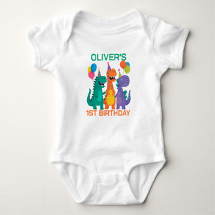 Body Para Bebê Aniversário de 1 ano do Pequeno Dino