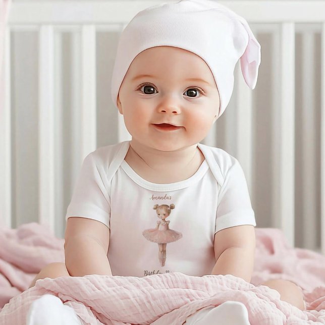 Body Para Bebê Aniversário de Bailarina Doce Rosa (Criador carregado)