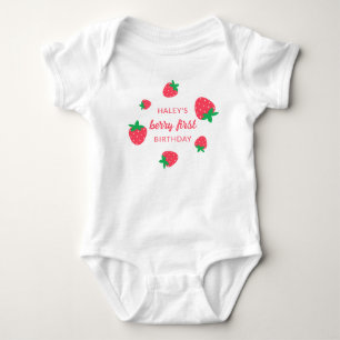 Body Para Bebê Aniversário do Bebê Morango Primeiro 1º