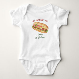 Body Para Bebê Aniversário Infantil Hot Dog Aquarela