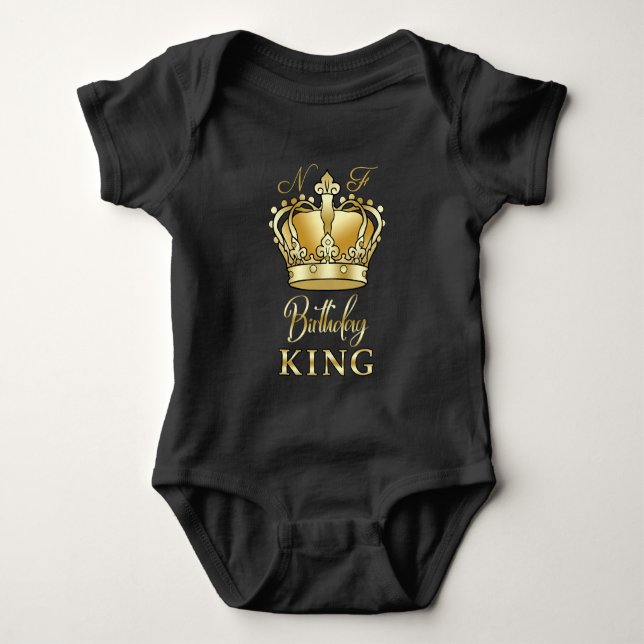Body Para Bebê Aniversário Rei Dourado Monograma Real Monograma L (Frente)