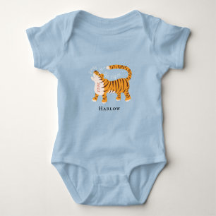 Body Para Bebê Ano da roupa de bebê azul Tiger