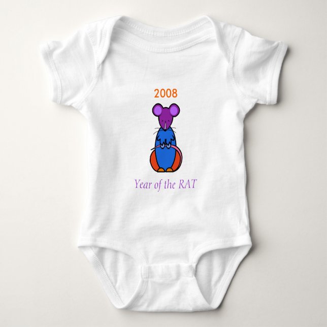 Body Para Bebê Ano do bebê do RATO (Frente)