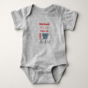 Body Para Bebê Ano Novo Chinês do Rato Personalizado