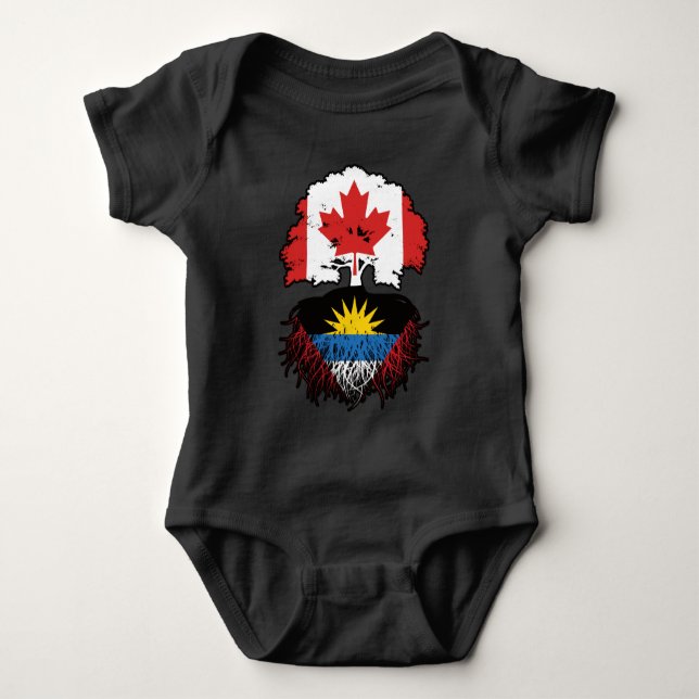 Body Para Bebê Antigua Antiguan Canada Tree Roots Flag (Frente)