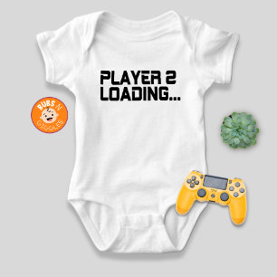 Body Para Bebê Anúncio de gravidez da mamãe gamer carregando o Jo