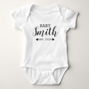 Body Para Bebê Anúncio de gravidez personalizado do nome do beb