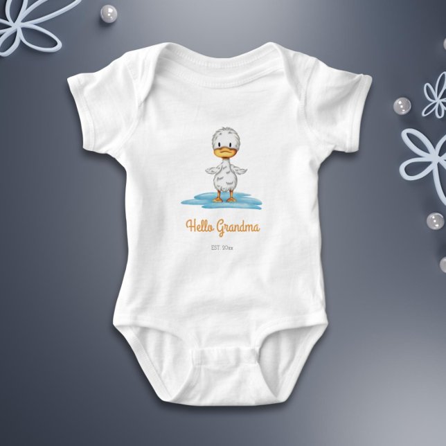 Body Para Bebê Anúncio de Revelação de Bebê Vovó Olá (Hello Grandma Baby Reveal Announcement Baby Bodysuit.jpg)